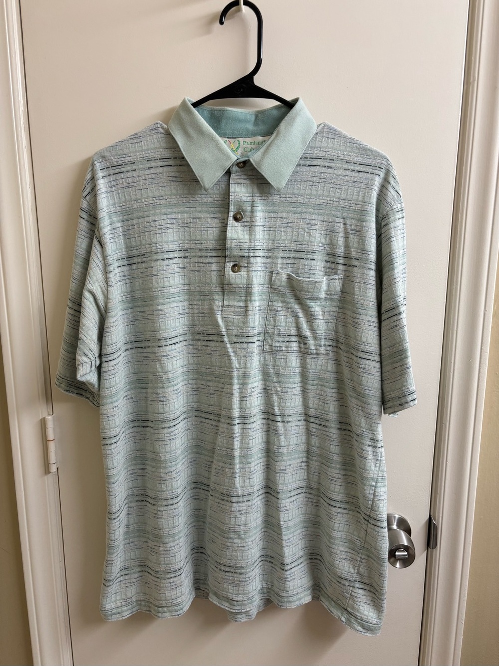 Vintage Palmland Club Golf Polo Shirt Mens XL Mint Green Striped Grandpa